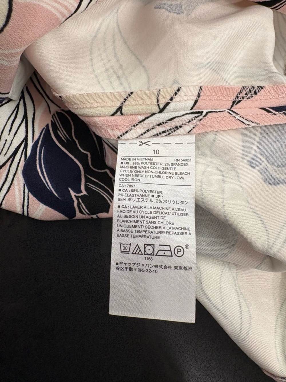 Banana Republic Pink Floral Midi Dress with Navy and Cream Blooms size 10 - Picture 7 of 7